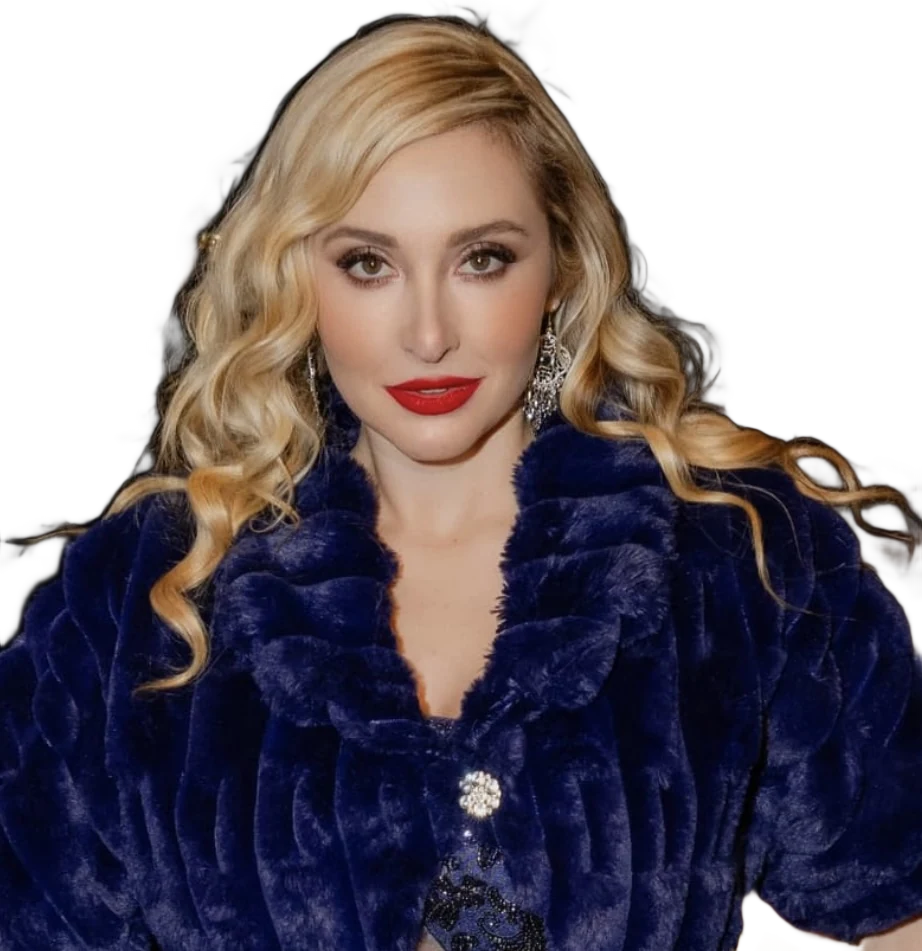 Venicia Rasmussen, dramatic soprano, in a sapphire velvet stole